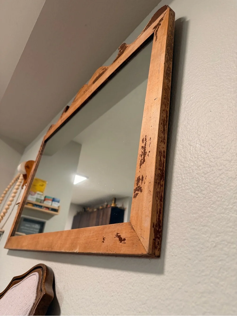 Antique Scalloped Wood Mirror
